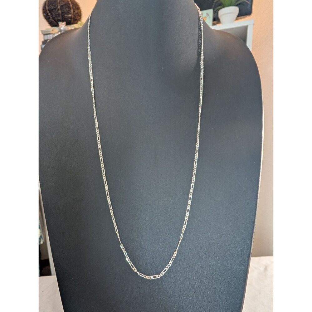 Classic 30" Silver Figaro Link Chain Necklace • Long Statement Chain